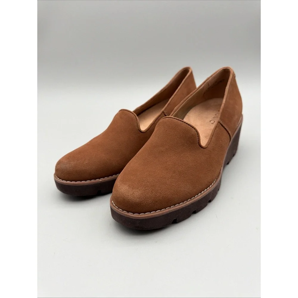 Vionic Suede 'Willa' Wedge Shoes Water Repellent Toffee Women's 9.5